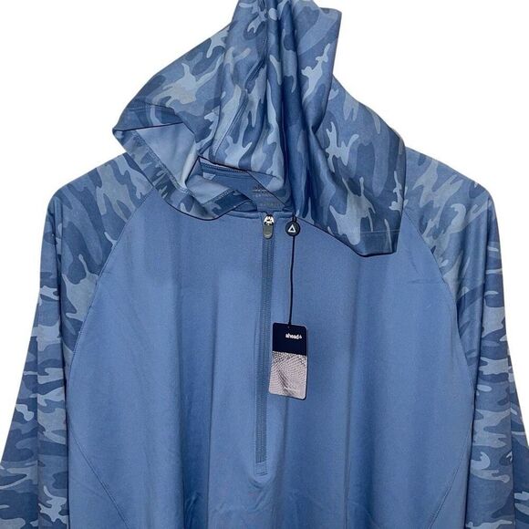 Ahead Performance Mens Raglan Sleeve Camo Trim Hooded Sweatshirt Blue XL NWT - Picture 2 of 9